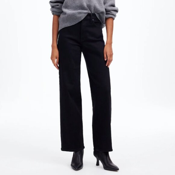 Madewell Perfect Vintage Wide-Leg Jean in Black Rinse Wash - Picture 1 of 7